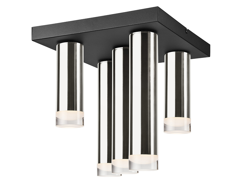 Lampa sufitowa Diego 5-punktowa aluminiowa czarno-srebrna