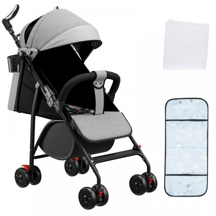 Poussette pour garçon - MIPAN - Poussette Canne Bébé Ultra Légère - Pliable et Inclinable de la Naissance à 25 kg - Gris