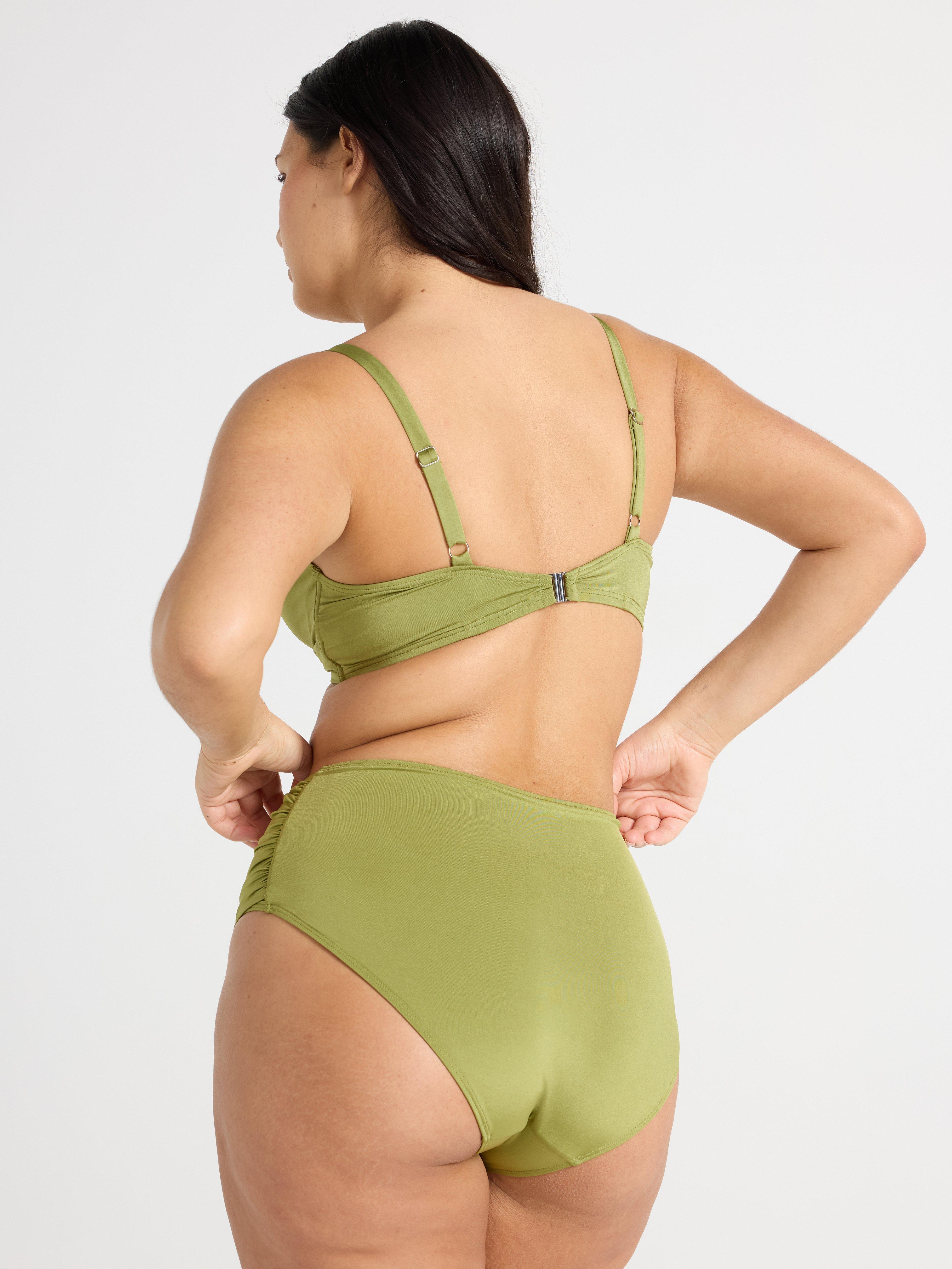 Braguita de bikini moldeadora de talle alto, color verde claro empolvado