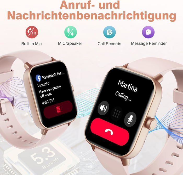 Women's Smartwatch, Bluetooth 5.0 Activity Tracker with Heart Rate, Pedometer, Sleep Monitor, and Music Control