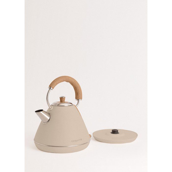 Bouilloire électrique rétro - Acier inoxydable - 1L/1,7L - Système anti-calcaire - Sécurité arrêt auto - Beige