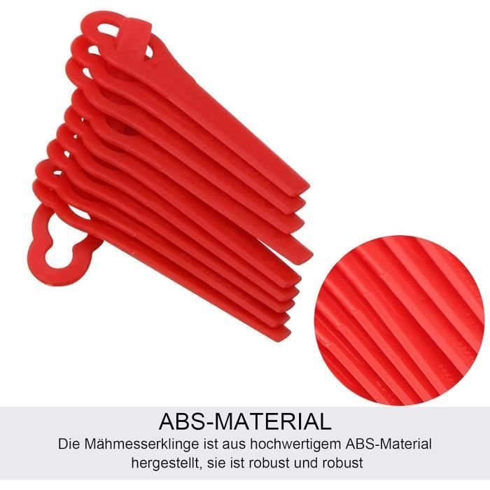 100 Pcs Lames en Plastique de Rechange, Lame Coupe Bordure Tondeuse à Gazon pour Jardin et Pelouse Coupe Bordures (Rouge)