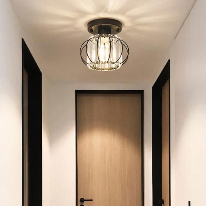 Lámpara de techo moderna de cristal SAYOO, araña de cristal negro con pantalla de jaula de Ø18 cm, 1 unidad para pasillo, entrada, cocina.