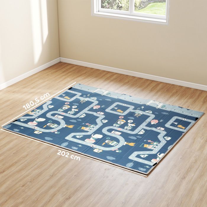Tapis de jeu pour bébé - AIYAPLAY - pliable et réversible - en mousse épais - XPE - 202 x 180,5 x 1 cm - multicolore