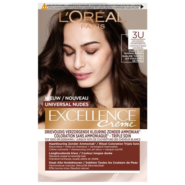 L'Oréal Paris Excellence 3U Nudes tamsiai rudi ilgalaikiai plaukų dažai