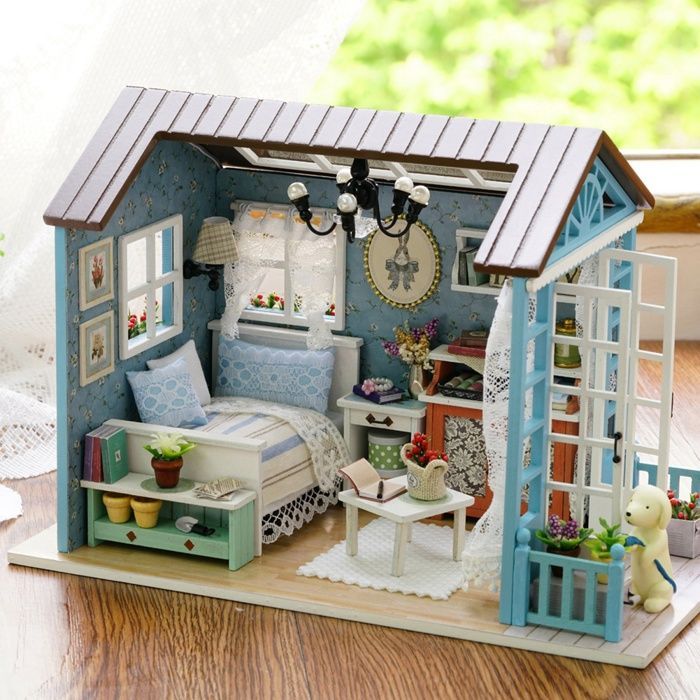 Casa de muñecas DIY, casa de muñecas miniatura hecha a mano, kit para casa de muñecas, regalo DIY perfecto