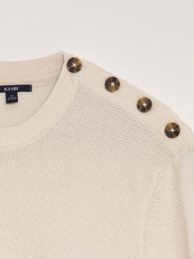 Trui met reliëf en gebreide details - BEIGE