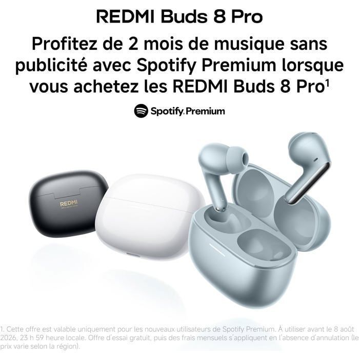 XIAOMI REDMI Buds 8 Pro, Wireless Bluetooth Earbuds, Active Noise Cancellation Up to 55 dB, Black, 33+ Hours of Battery Life