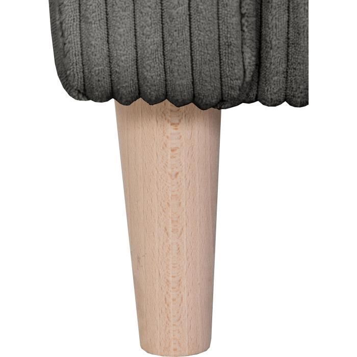 Vaste hoekbank - 3-zits - CHIPY - Lincoln Antraciet stof - Natuurhouten poten - 192 x 82 x 138 cm