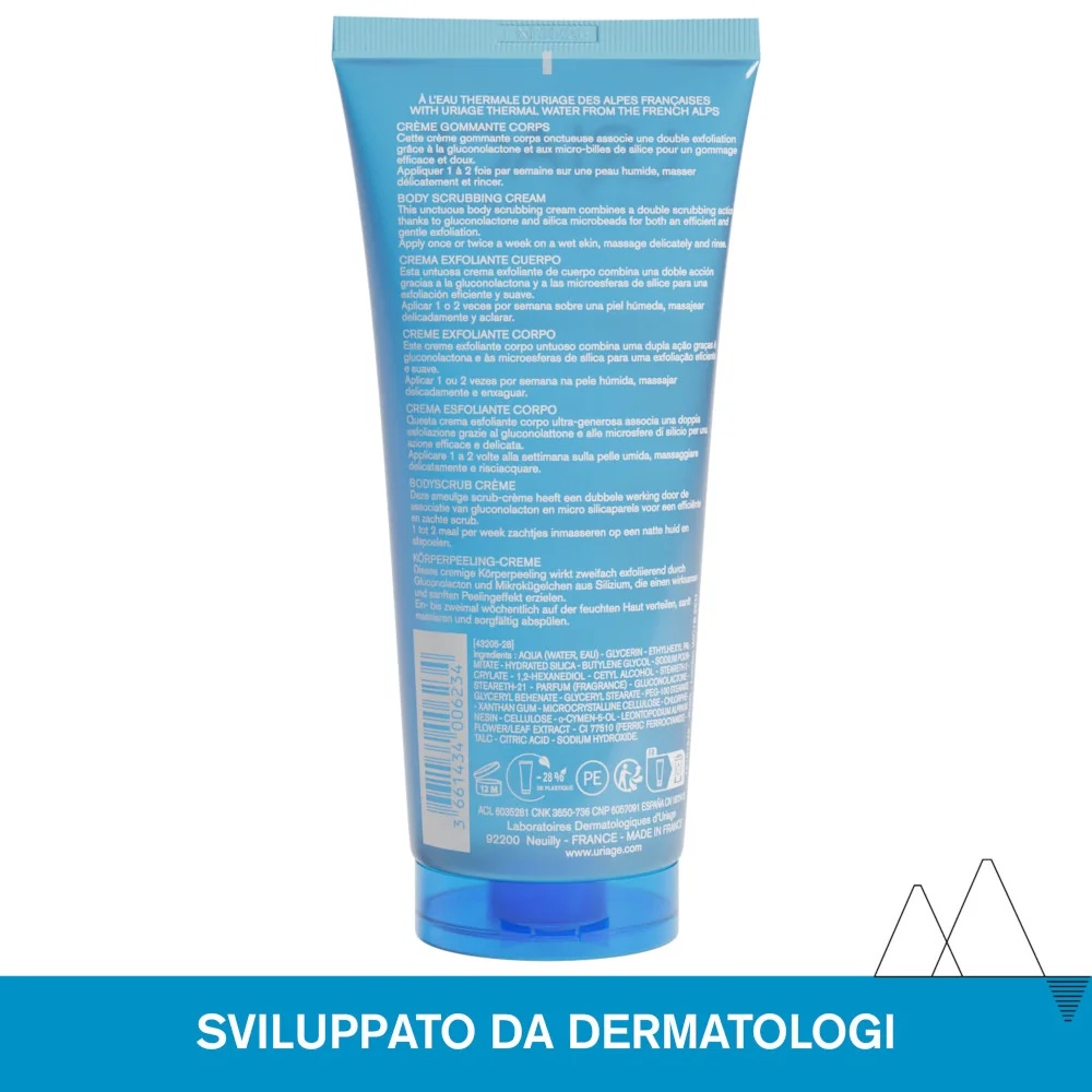 URIAGE Body peelingcrème 200 ml voor de normale tot droge huid