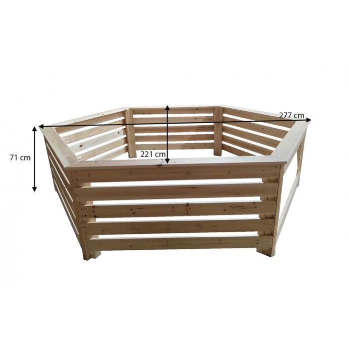 Revestimiento hexagonal de madera Habrita Foresta HAB 2722 BN para spas y piscinas hinchables 2,77x2,21x0,71m