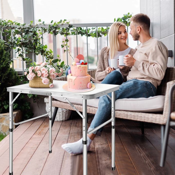 Opklapbare eettafel voor buiten, geschikt voor barbecue, met verstelbare hoogte, opklapbare campingtafel