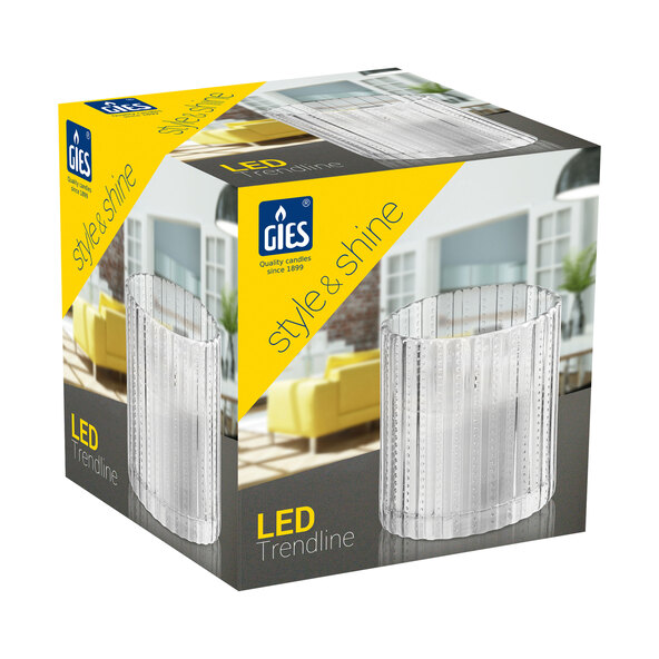 LED-Echtwachskerze, Reliefglas, 2er Set