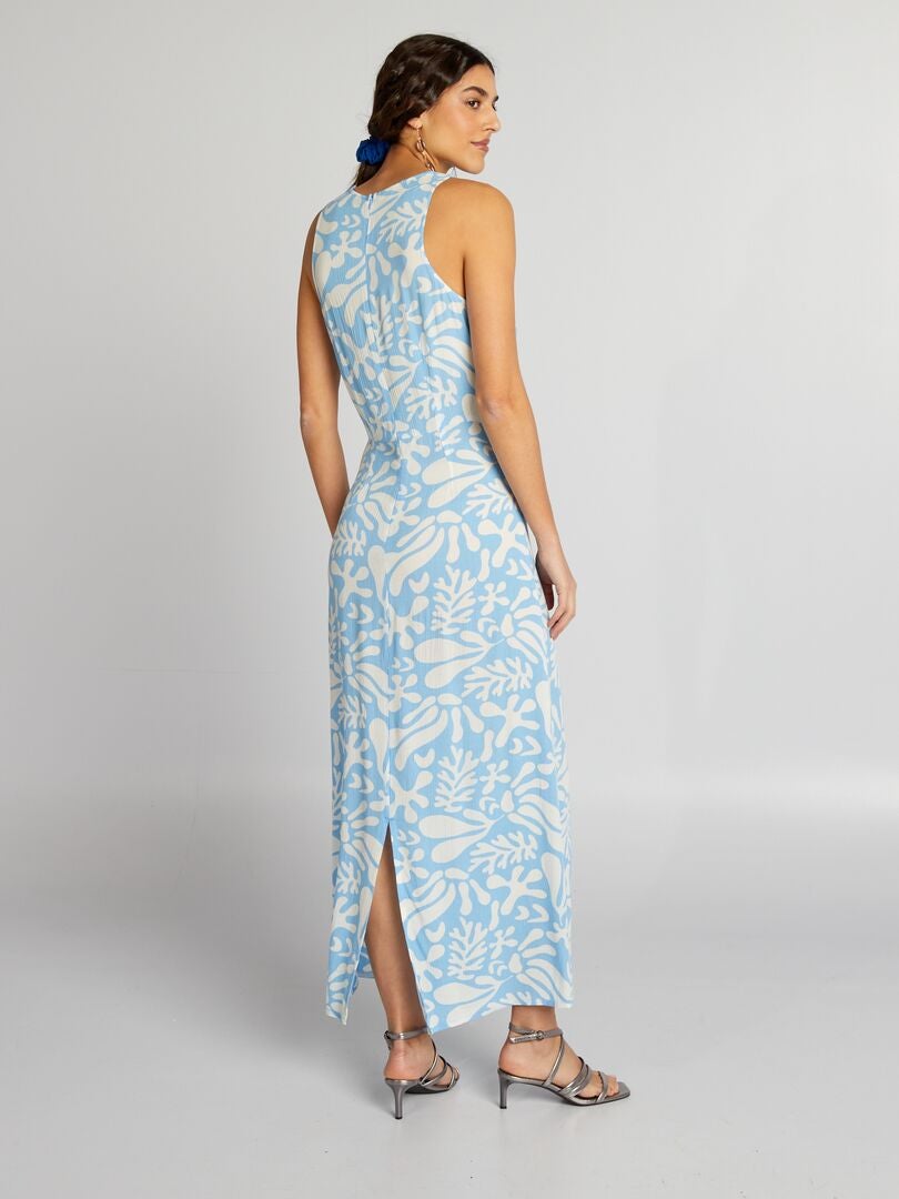 Vestido largo con detalles trenzados - AZUL