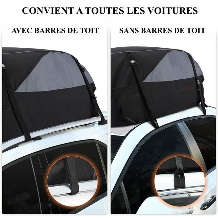 Sac de Toit Voiture - TOOLUCK - 425L - 1000D Tissu d'Oxford et PVC - Coffre De Toit Souple pour Voyage Résistant Aux Intempéries