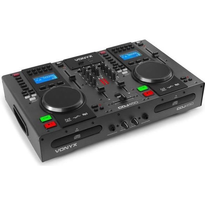 Leitor/mixer duplo de CD/MP3/USB com Bluetooth - VONYX - CDJ450 - Efeitos de scratch, freio e reversão - Botões
