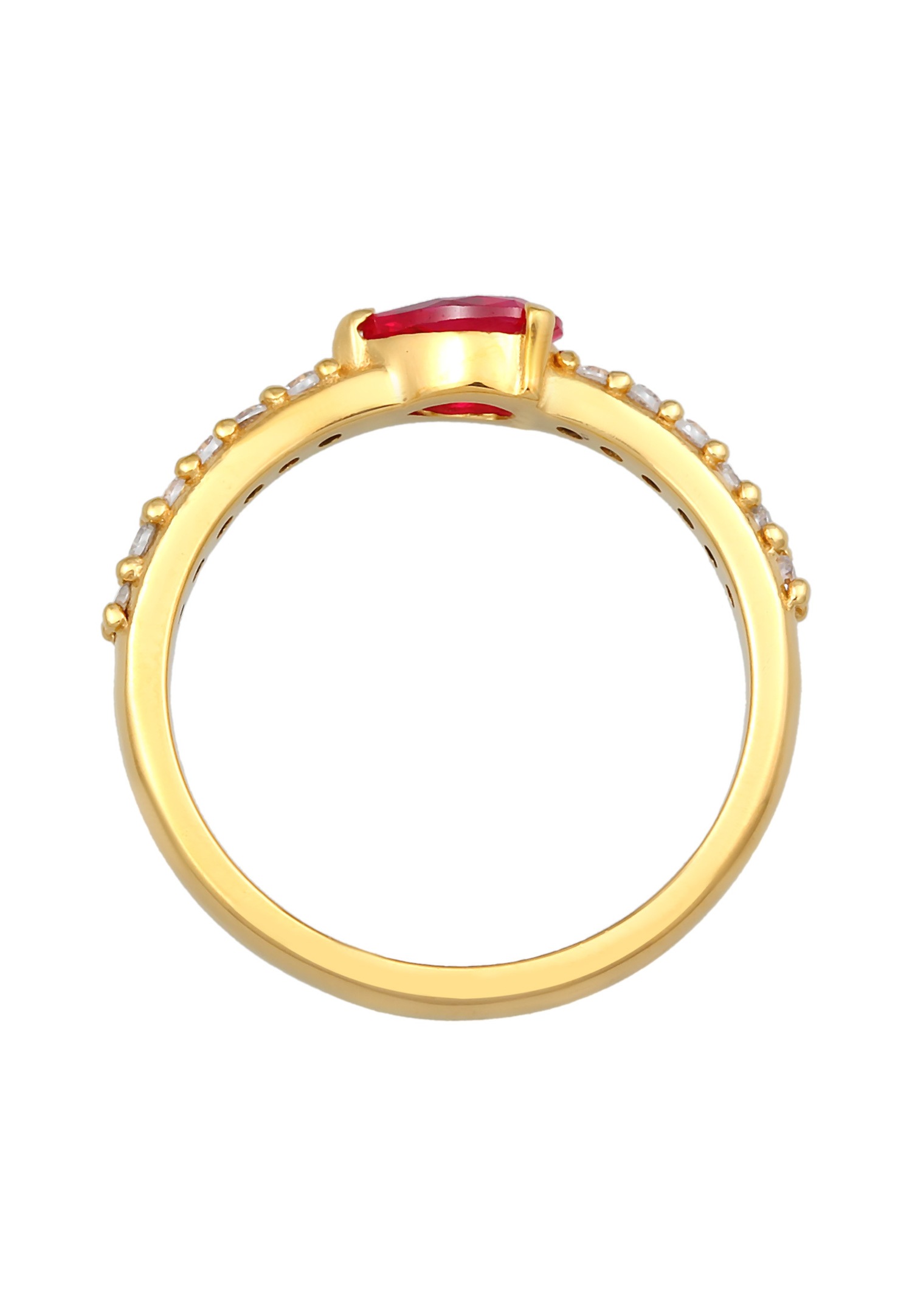 Elli Femmes forme goutte élégante avec rubis synth. et cristaux de zirconium en argent sterling 925 plaqué or