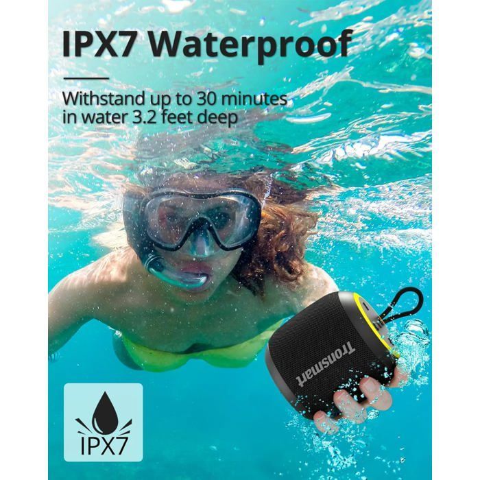 Enceinte Portable Bluetooth T7 - SOUNDPULSE - IPX7 Étanche - Autonomie 18h - Lumière LED - Son Stéréo