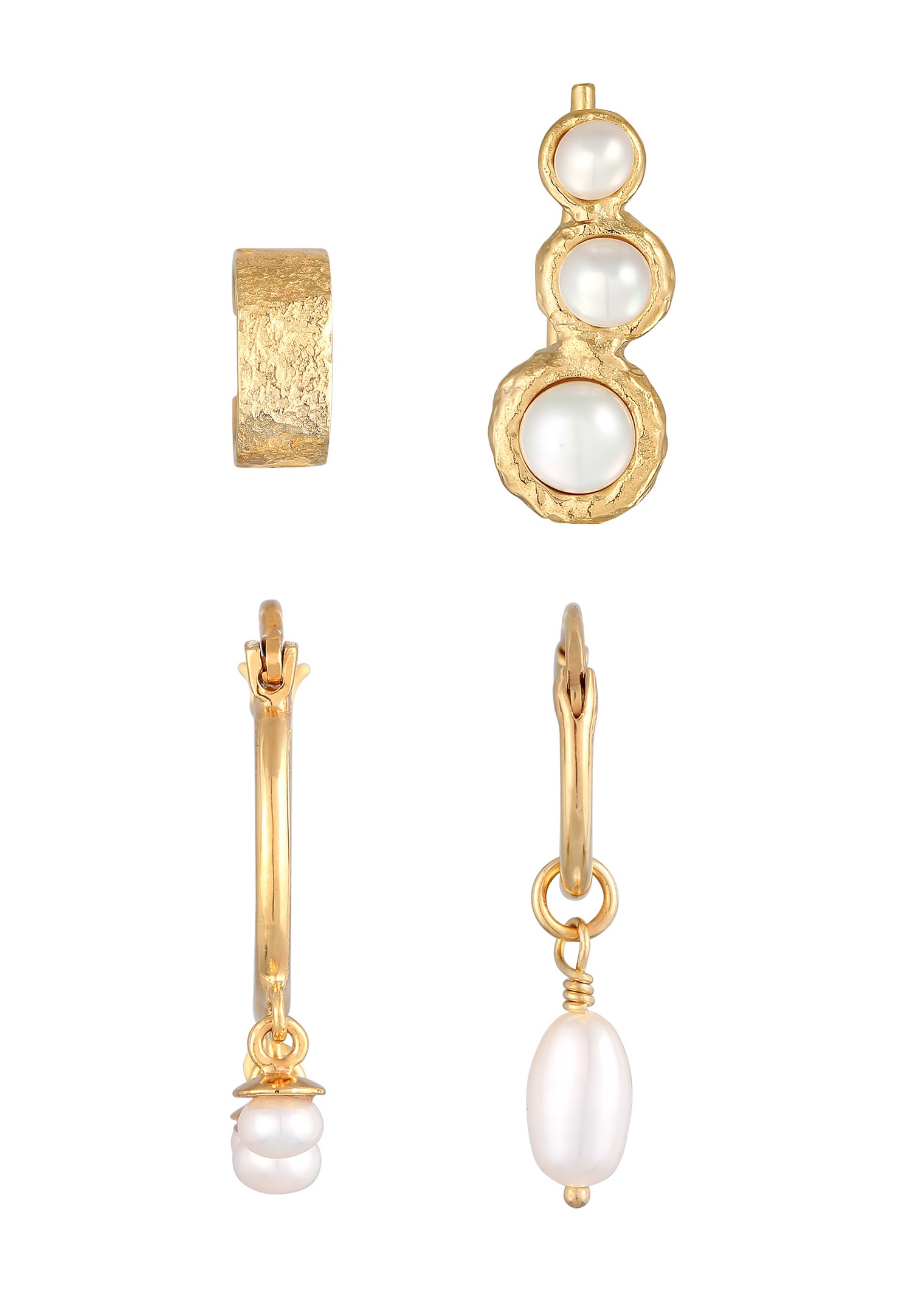 Elli Femmes Earcuff Créole Earclimber Set élégant avec Perles de Culture d'Eau Douce en argent sterling 925