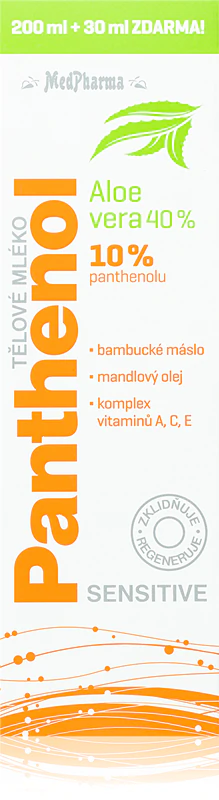 Loção corporal hidratante intensiva MedPharma Panthenol 10% Sensitive com efeito regenerador.