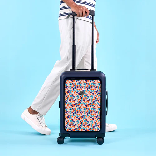 Cabaia CDG 4-wheel hard-shell suitcase, Hoi An navy blue pouch