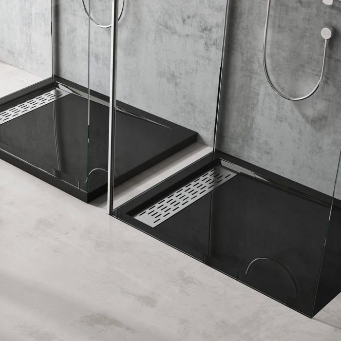 Plato de ducha Doporro negro 80x100cm Xetro4 rectangular extra plano de 5cm