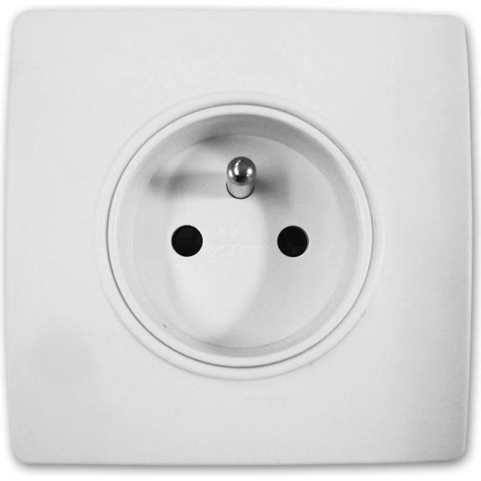 Enchufe 2P+E de 16A con terminal automático y clips de montaje Diwone blancos.