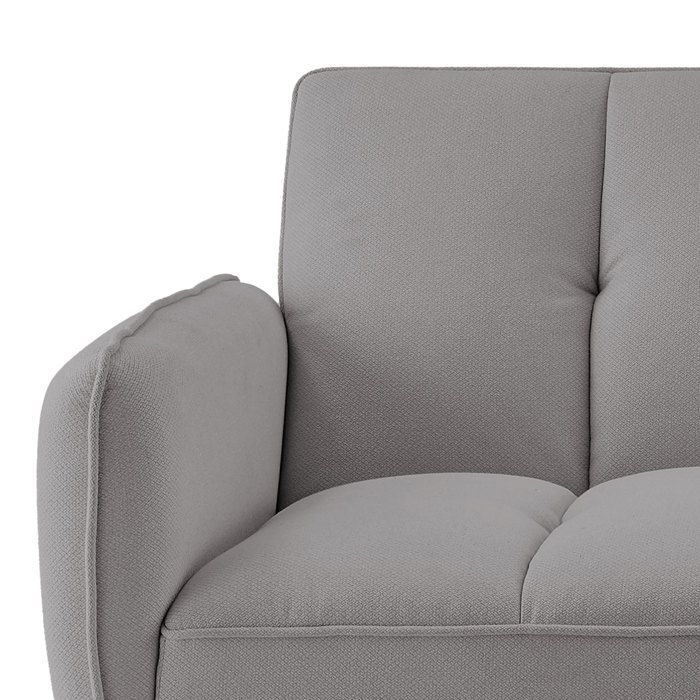 Sofá-cama VINTEX de 3 lugares com mecanismo click-clack em microfibra cinza.