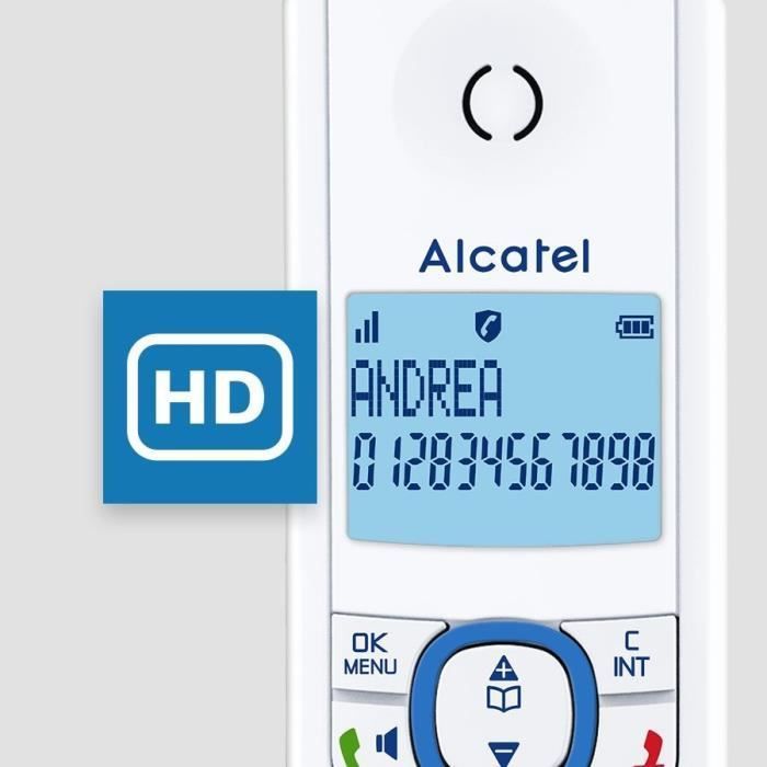 Cordless phone - ALCATEL - F530 Voice - Answering machine, call blocking, hands-free, 2 speed dial numbers, White/Blue