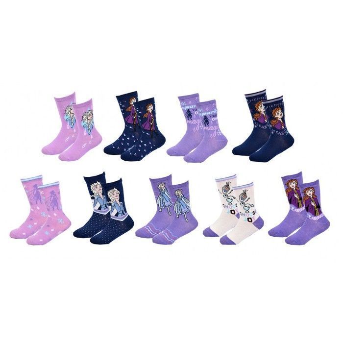 Meias - Frozen - Pacote com 9 pares - 78% algodão - Surpresa - Infantil