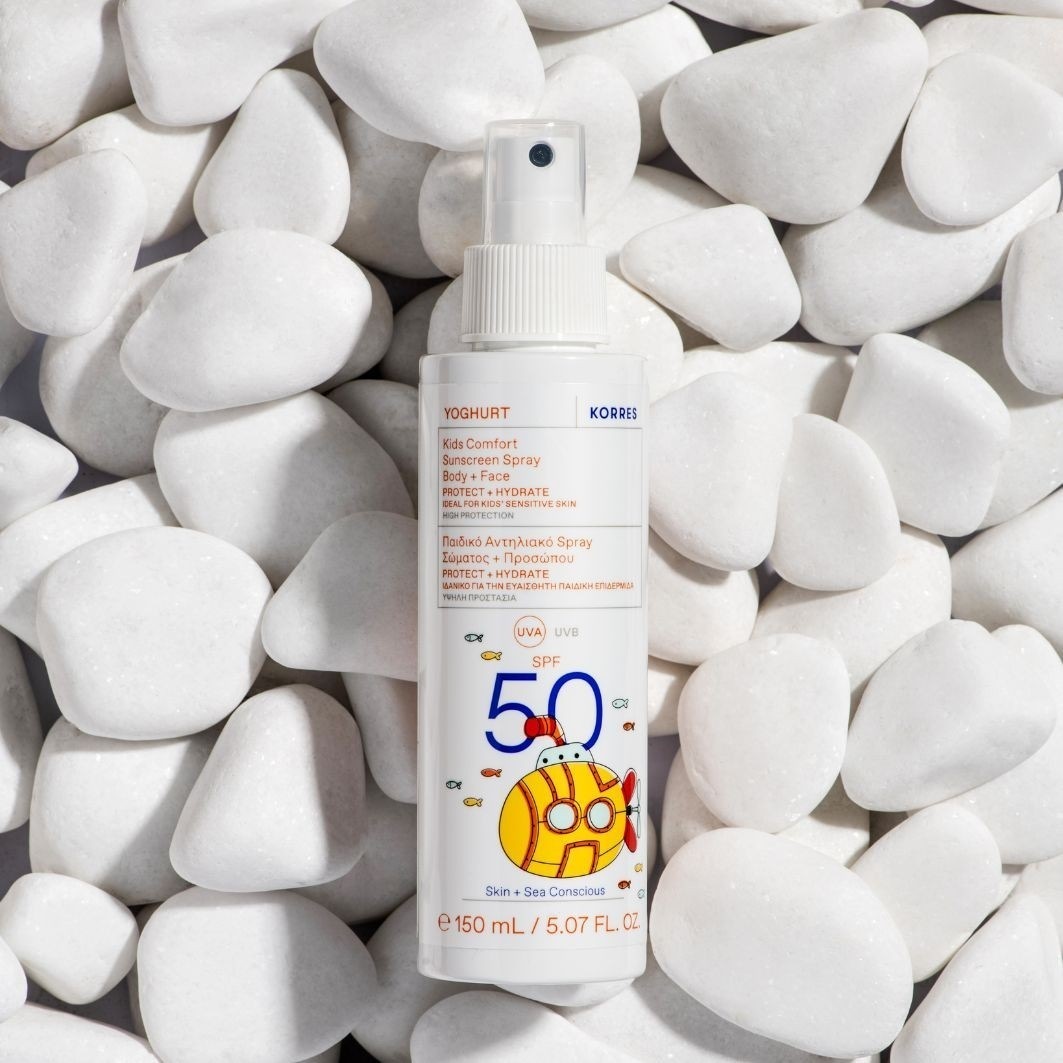 KORRES Jogurtový opaľovací sprej pre deti, opaľovací krém na tvár a telo SPF 50 - 150 ml