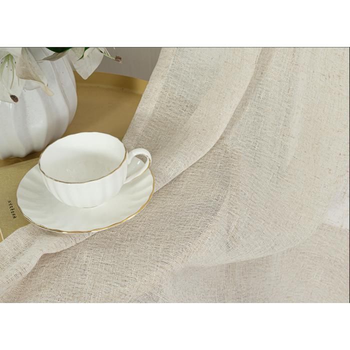 Rideau en lin efficace, semi-transparent, avec poche pour tringle, filtrant la lumière,beige,135x220cm