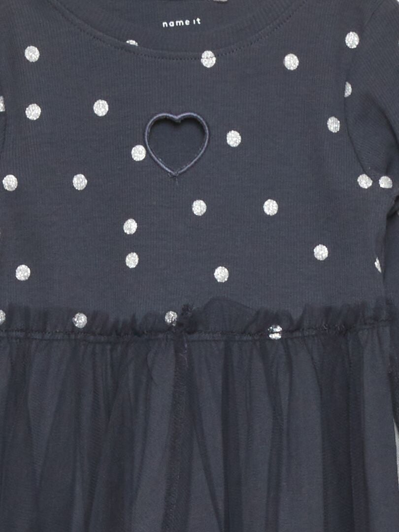 Jerseyjurk met stippenpatroon - BLAUW
