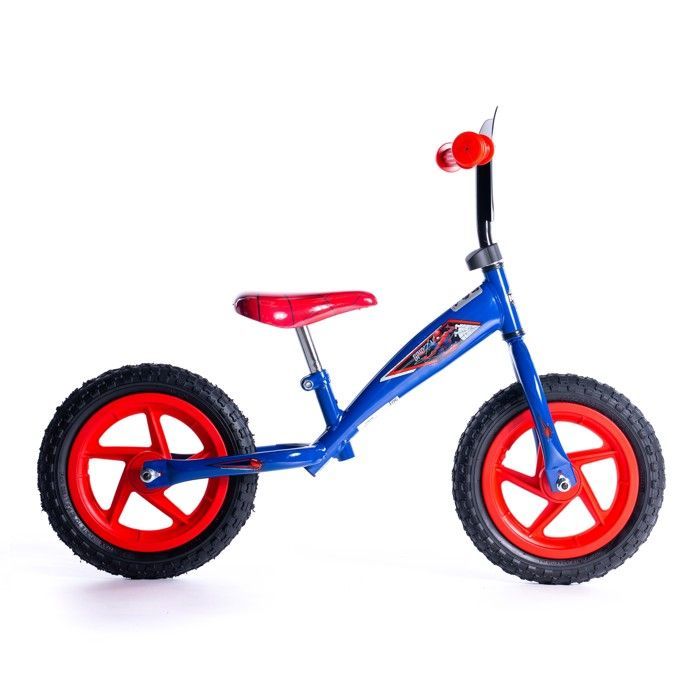 Huffy Spiderman loopfiets voor jongens en kinderen van 2 tot 4 jaar, blauw en rood