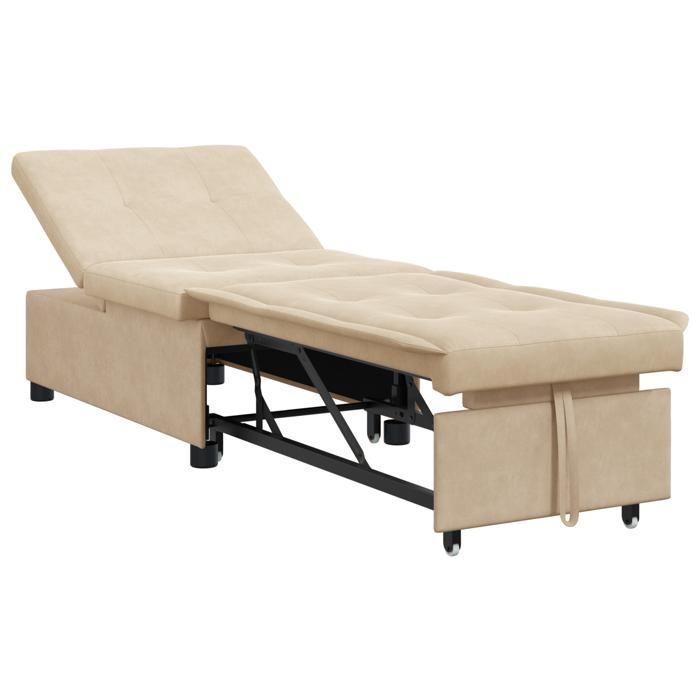 624739 & Sofá cama 3 en 1, diván, convertible, tela color crema