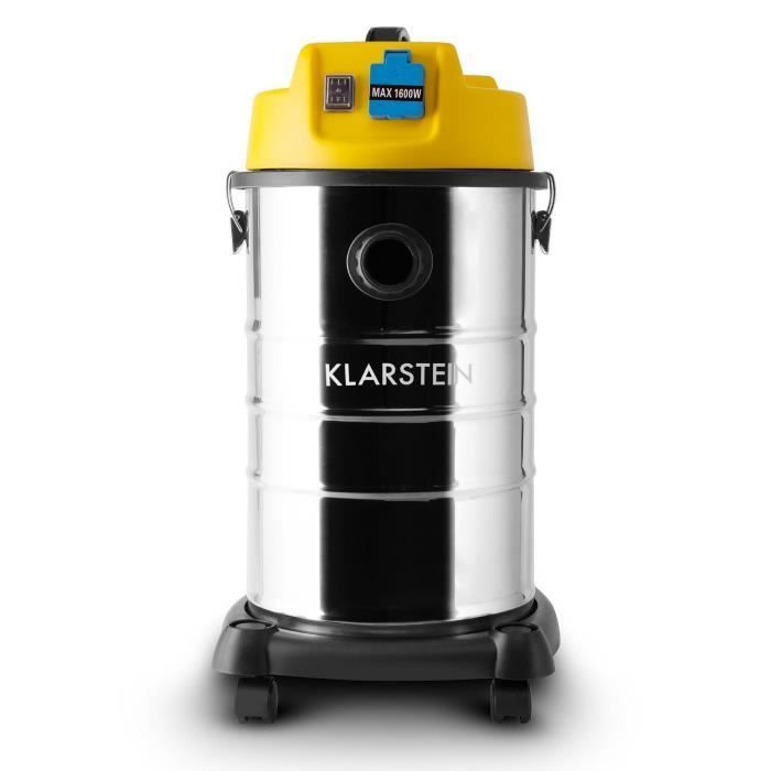 Aspiradora industrial Klarstein Reinraum Prima para sólidos y líquidos - 1800 W, depósito de 30 L, color amarillo