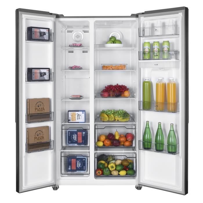 Continental Edison American-style refrigerator - CERA532NFIXD - 2 doors - 529L - W90 cm x H177 cm - Stainless steel