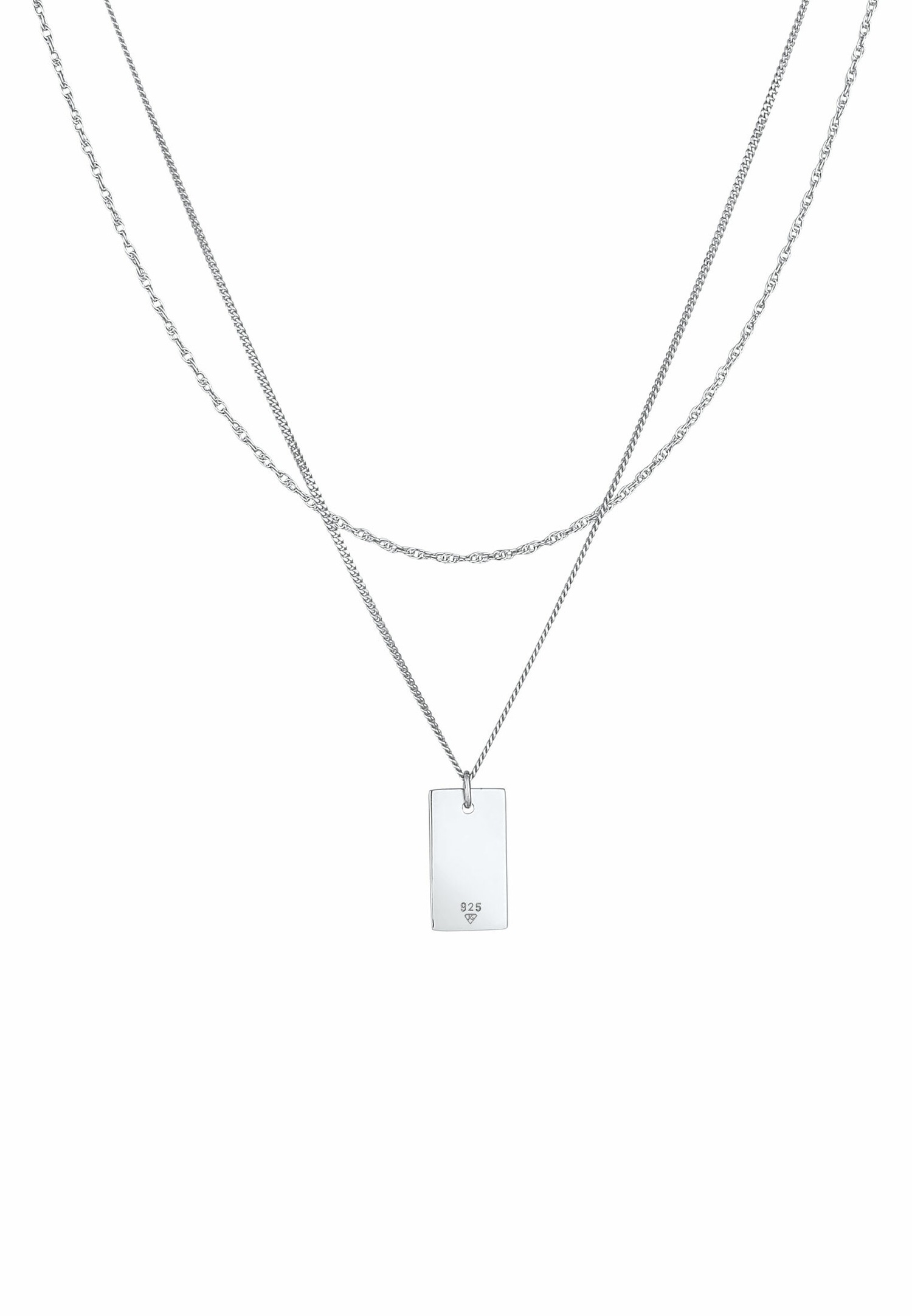 Elli Mesdames Pendentif Rectangle Torsadé Basic Minimal Tendance en argent sterling 925 plaqué or