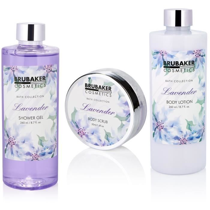 BRUBAKER Cosmetics Coffret de bain & douche - 7 pcs. - dans une baignoire décorative - Idée cadeau - Lavende