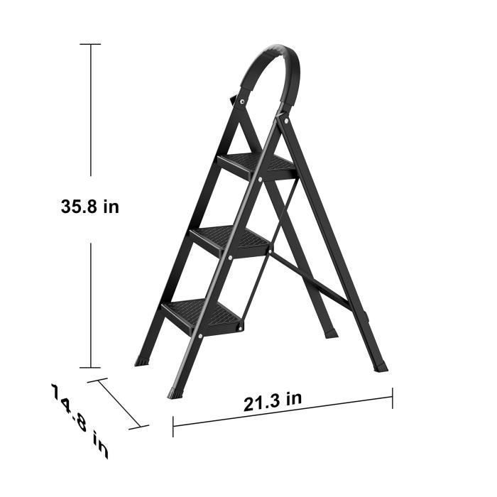 Opvouwbare ladder - FLASIDU - Model 9038 - IJzer - Maximale belasting 150 kg - Extra groot voetplatform