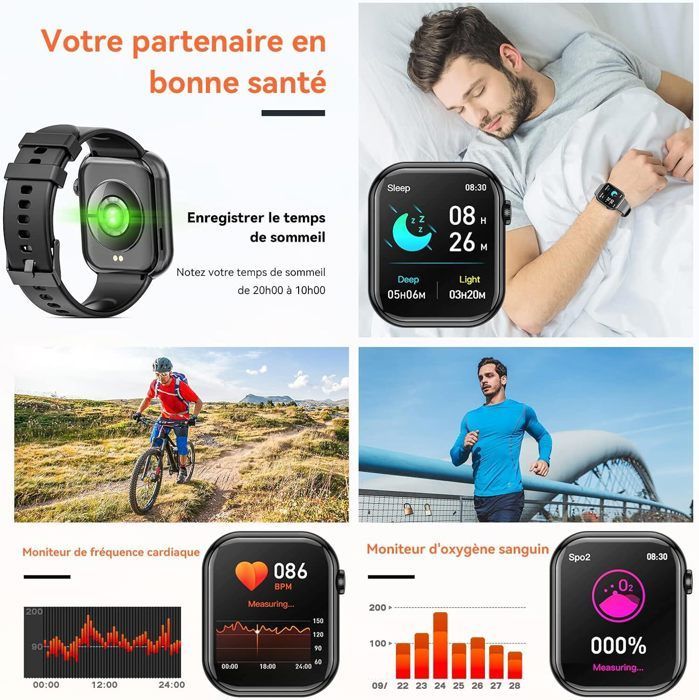 Smartwatch masculino com Bluetooth 5.1 para chamadas, 100 modos esportivos, SpO2, frequência cardíaca, monitoramento do sono e assistente de voz.
