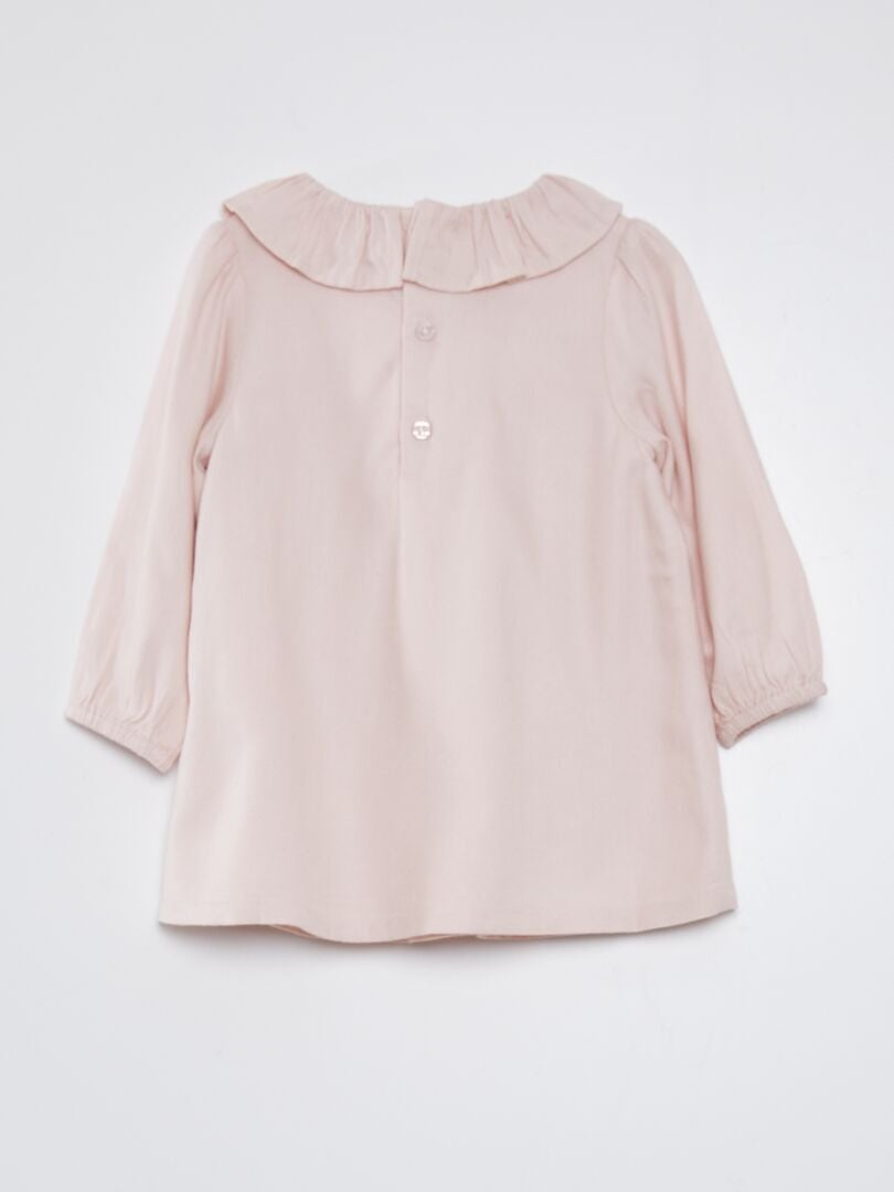 Jurk met rucheskraag - ROZE