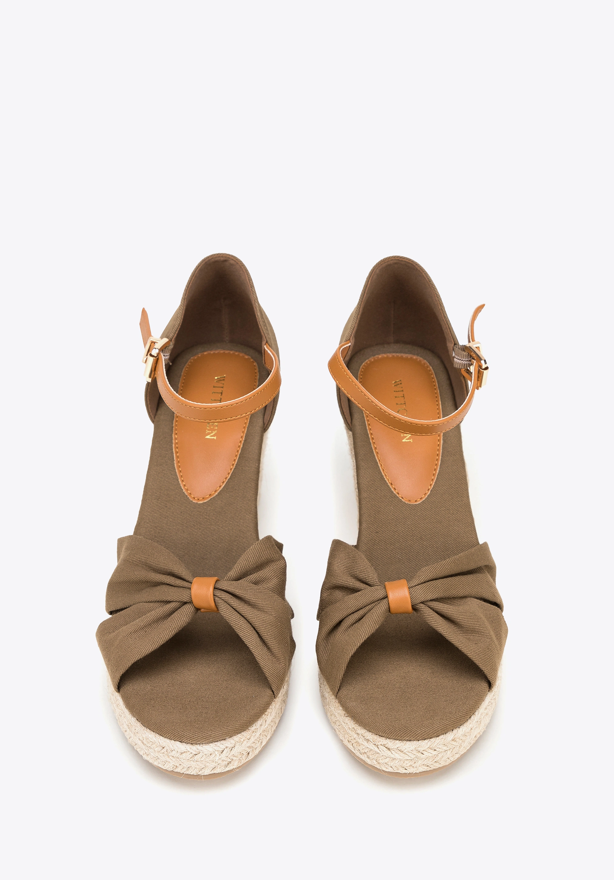 Damskie espadryle z kokardą z przodu khaki