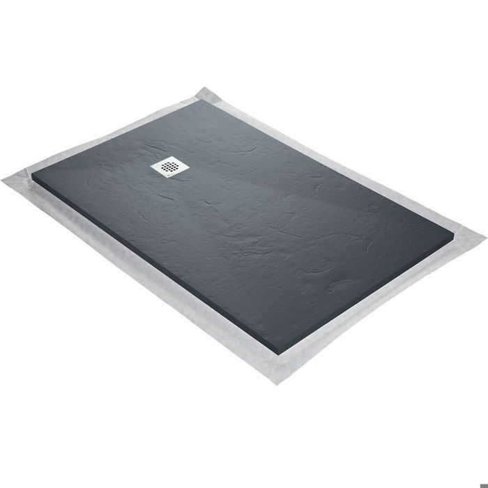 Base de duche - U-TILE - cinza 120 x 90 cm com efeito de ardósia de alta densidade - grelha quadrada