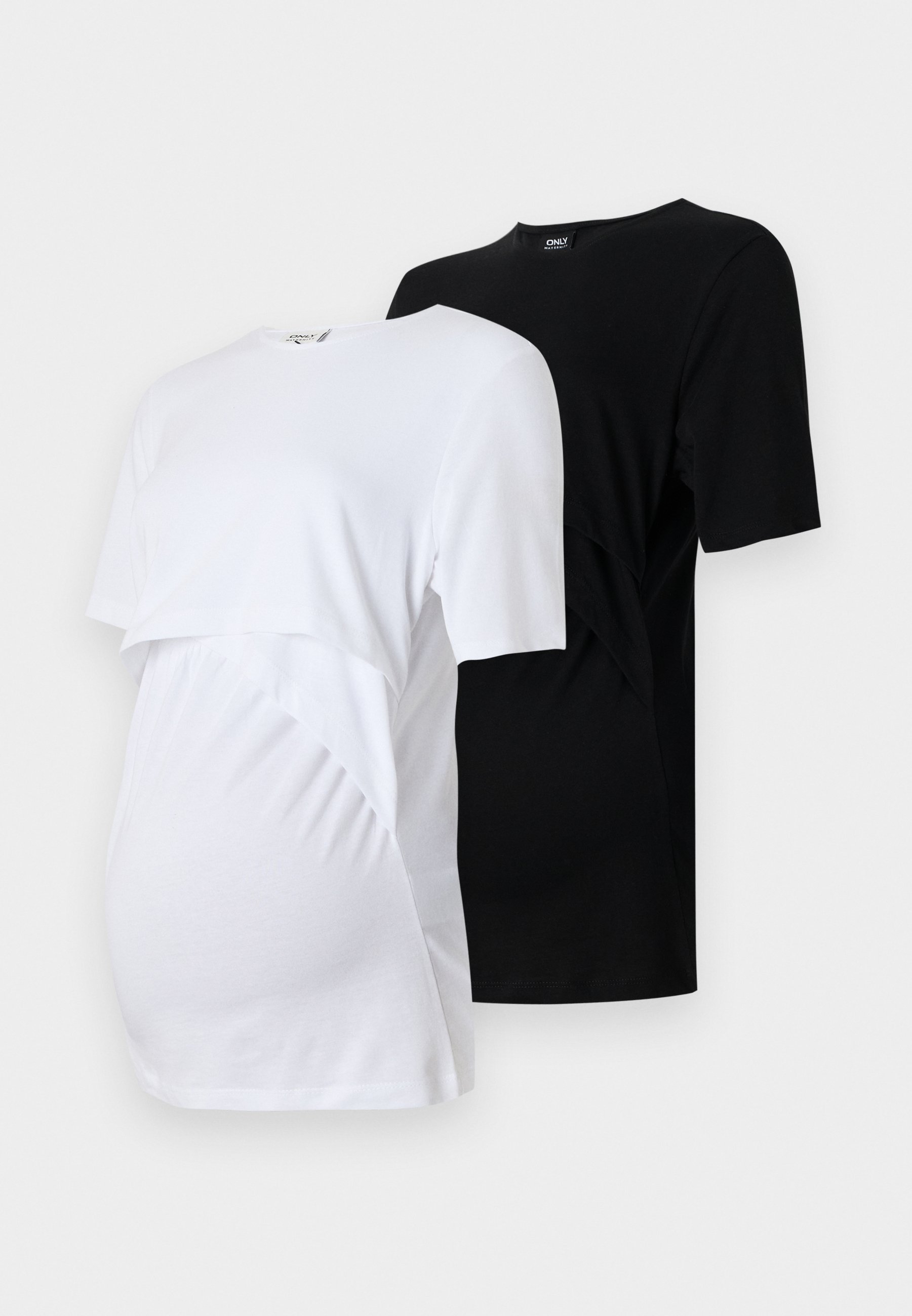 ONLY MATERNITY OLMONLY LIFE NURSING 2 PACK - T-skjorte - black/white