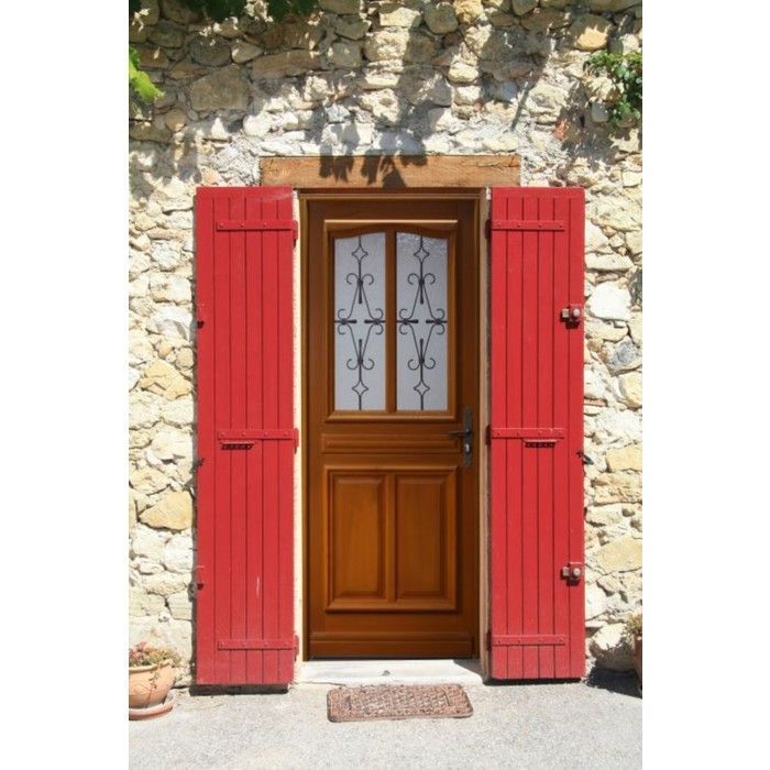 Porta d'ingresso in legno vetrata Perret, H.215 x L.90 cm, lato sinistro della porta.