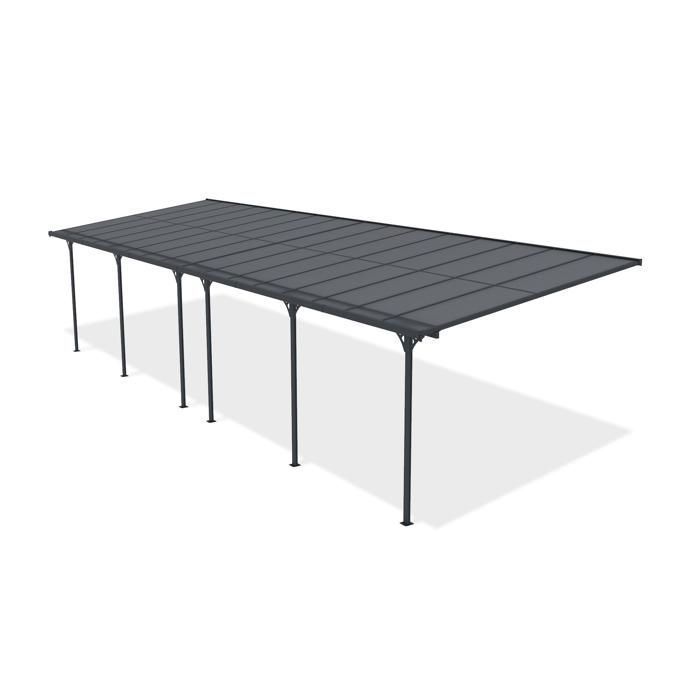 Tettoia per auto a sbalzo KLEO Cazeboo, 10x3 m, in alluminio, con tetto in policarbonato grigio, 30 m²