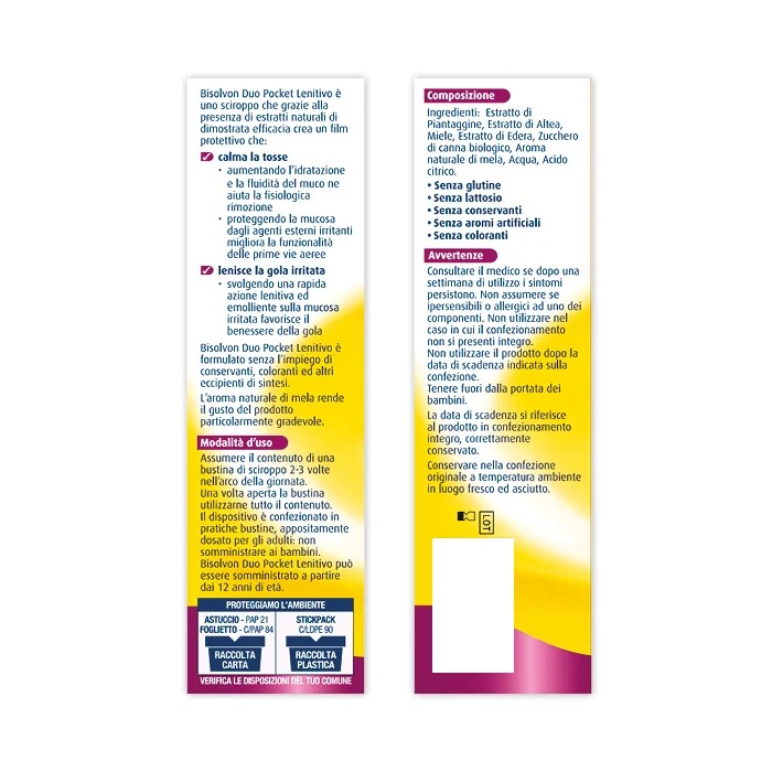 BISOLVON Bisolvon Duo Pocket Médicament apaisant pour la toux et les maux de gorge 14 sachets