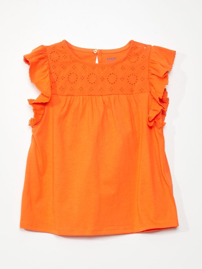 Camiseta con bordado - NARANJA