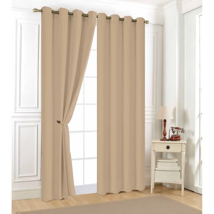 Tenda - Aveline - Beige - 140 x 240 cm - 100% Poliestere - Occhielli rotondi